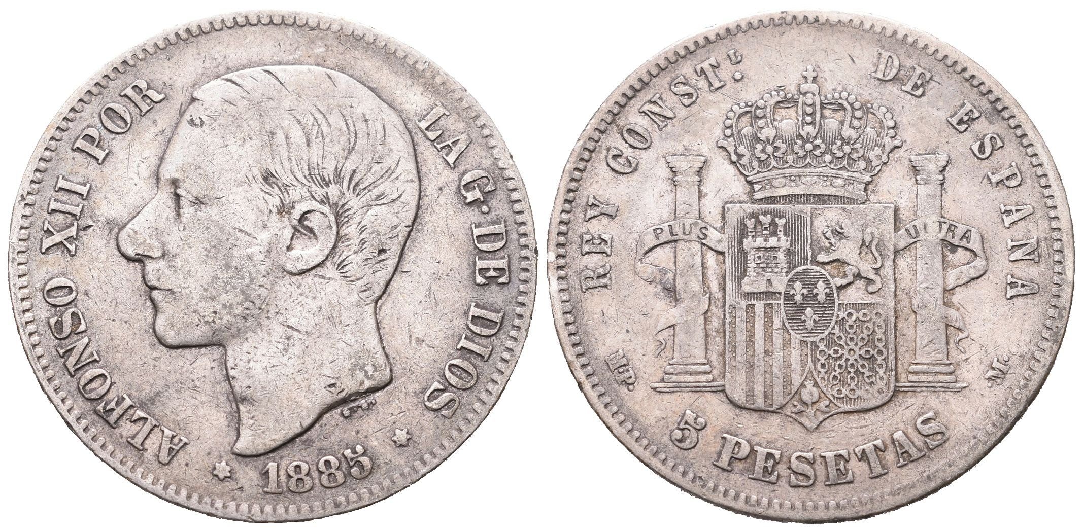 Španělsko, 5 Peseta 1885 MPM