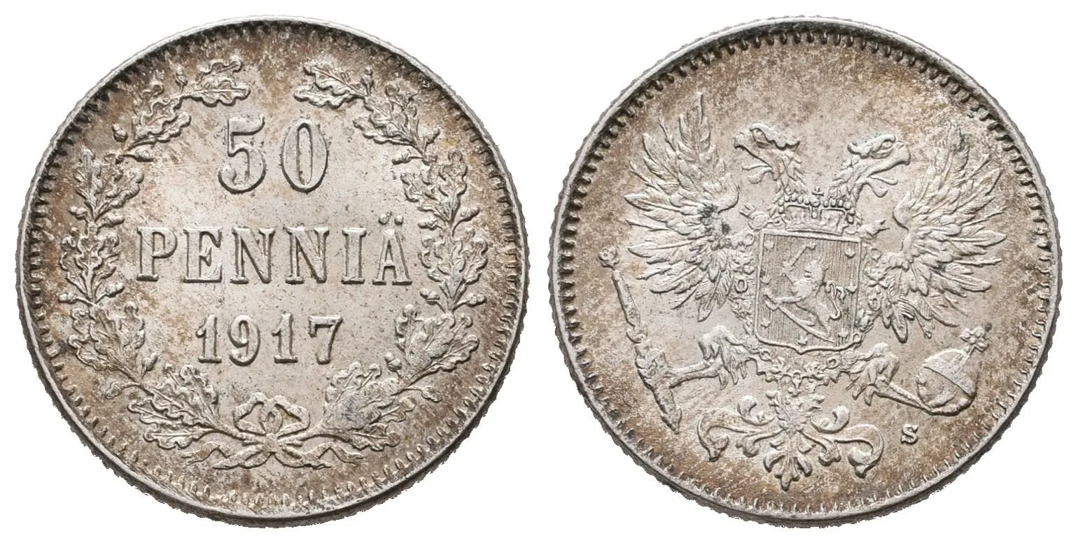 Finsko pod Ruskem, 50 Penniä 1917 - bez koruny