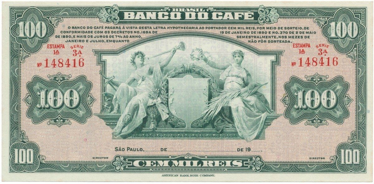 Brazílie, 100 Mil Reis D.1890, P.S541r