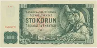 Československo, 100 Koruna 1961, II. vydání, poslední série X 96, číslovač Grafotechna, Hej.102aG