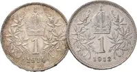 1 Koruna lot 2 kusů 1913 a 1914