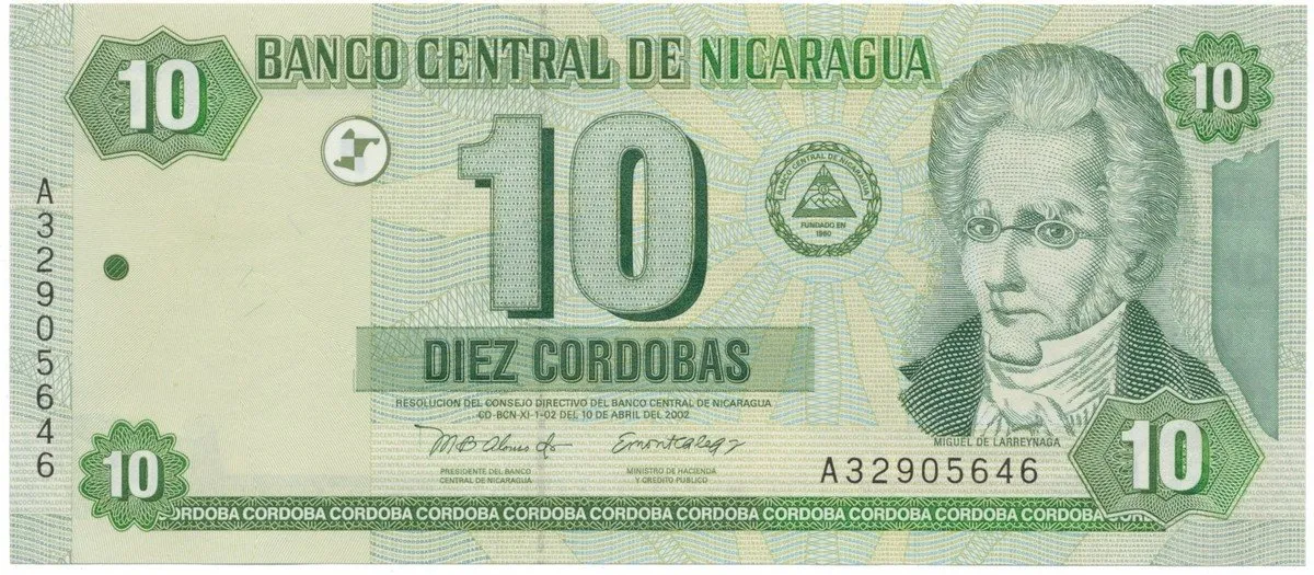 Nikaragua, 10 Cordobas 2002, P.191