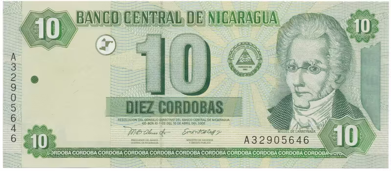 Nikaragua, 10 Cordobas 2002, P.191