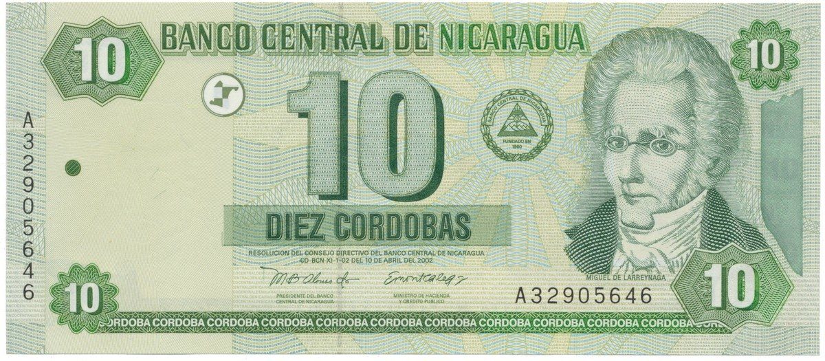 Nikaragua, 10 Cordobas 2002, P.191