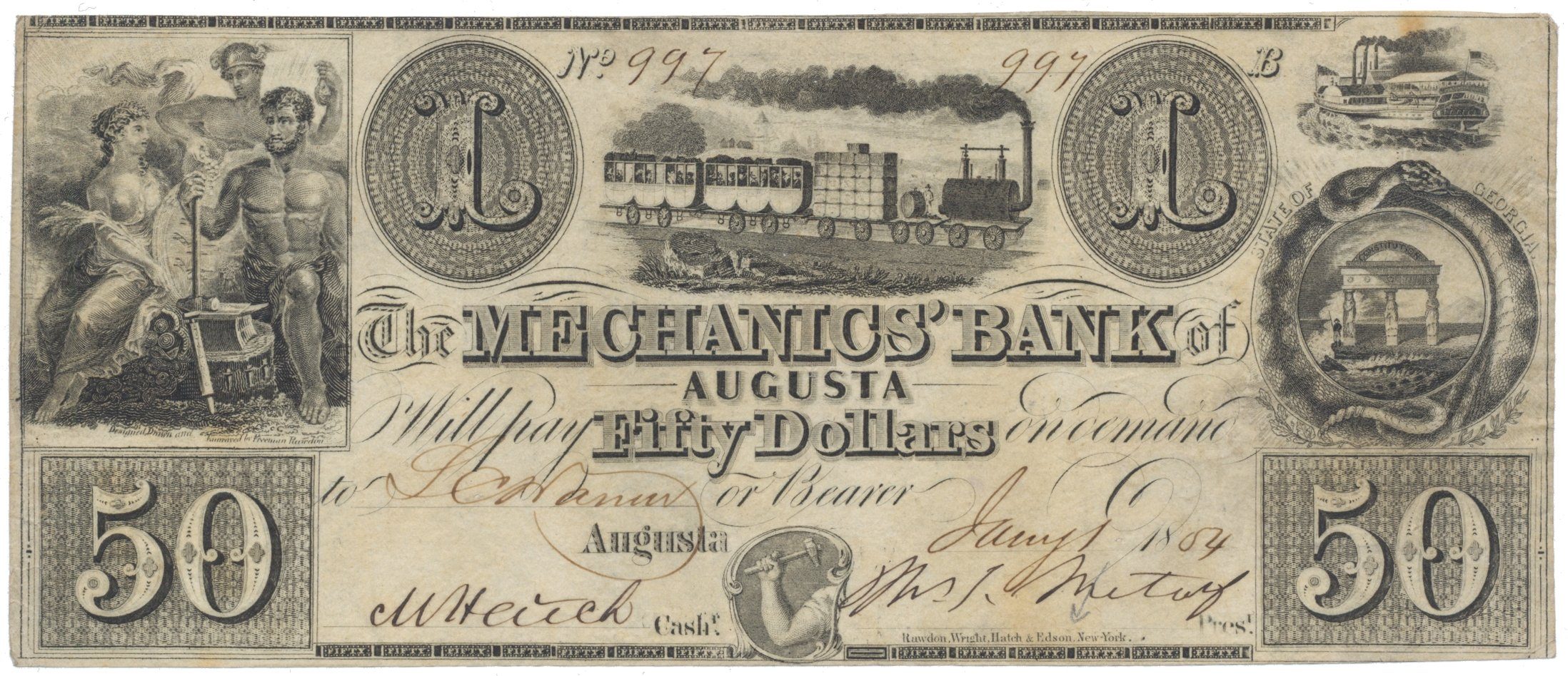 USA - Georgia, 50 Dollar 1854