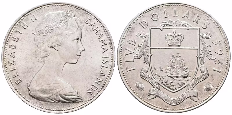 Bahamy, 5 Dollar 1966
