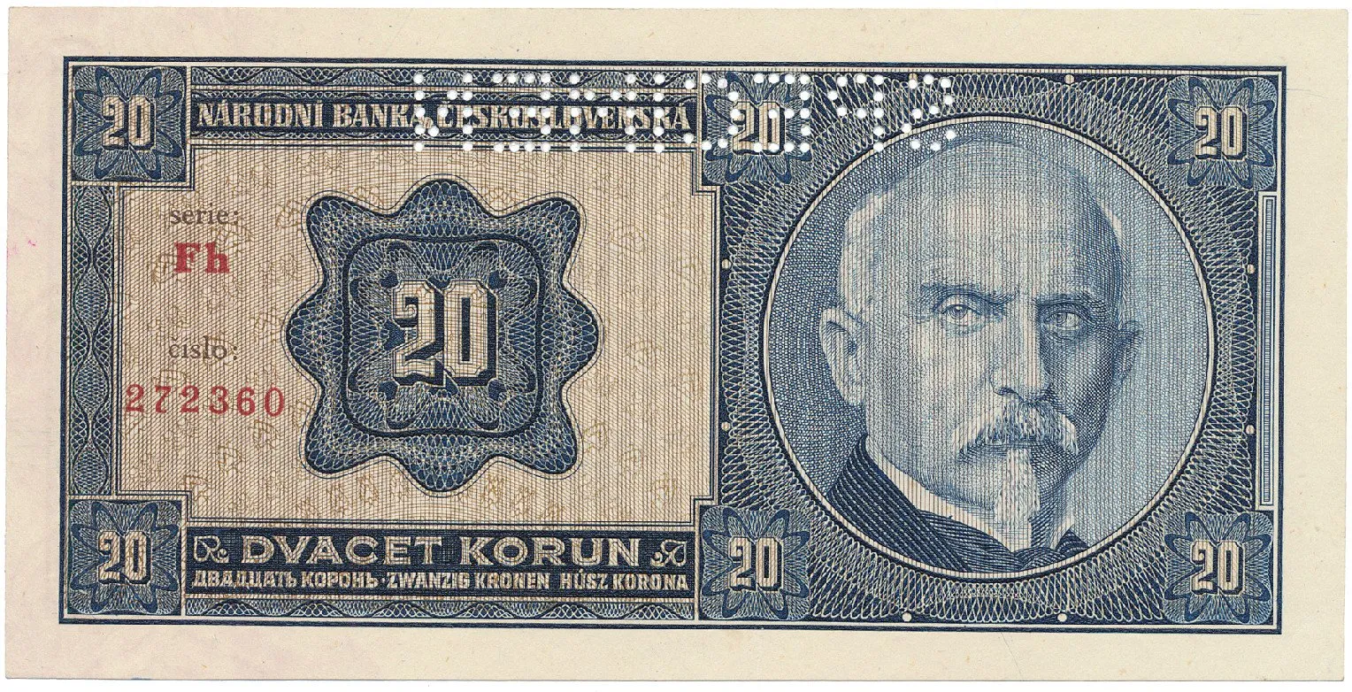 20 Koruna 1926, SPECIMEN, Hej.21c2.S1