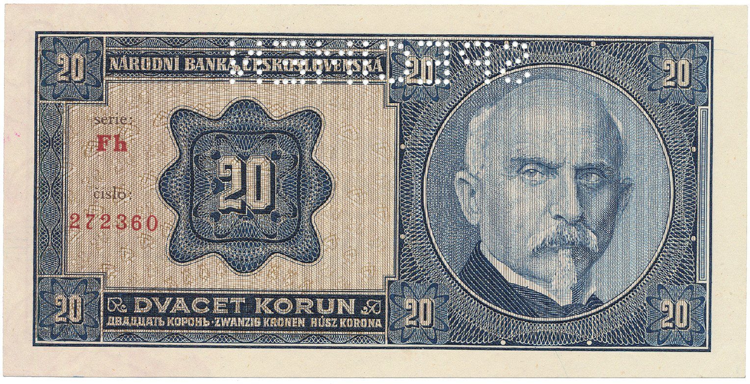 20 Koruna 1926, SPECIMEN, Hej.21c2.S1