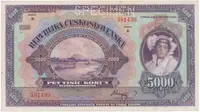 5000 Koruna 1920, série B, SPECIMEN, Hej.17b.S1