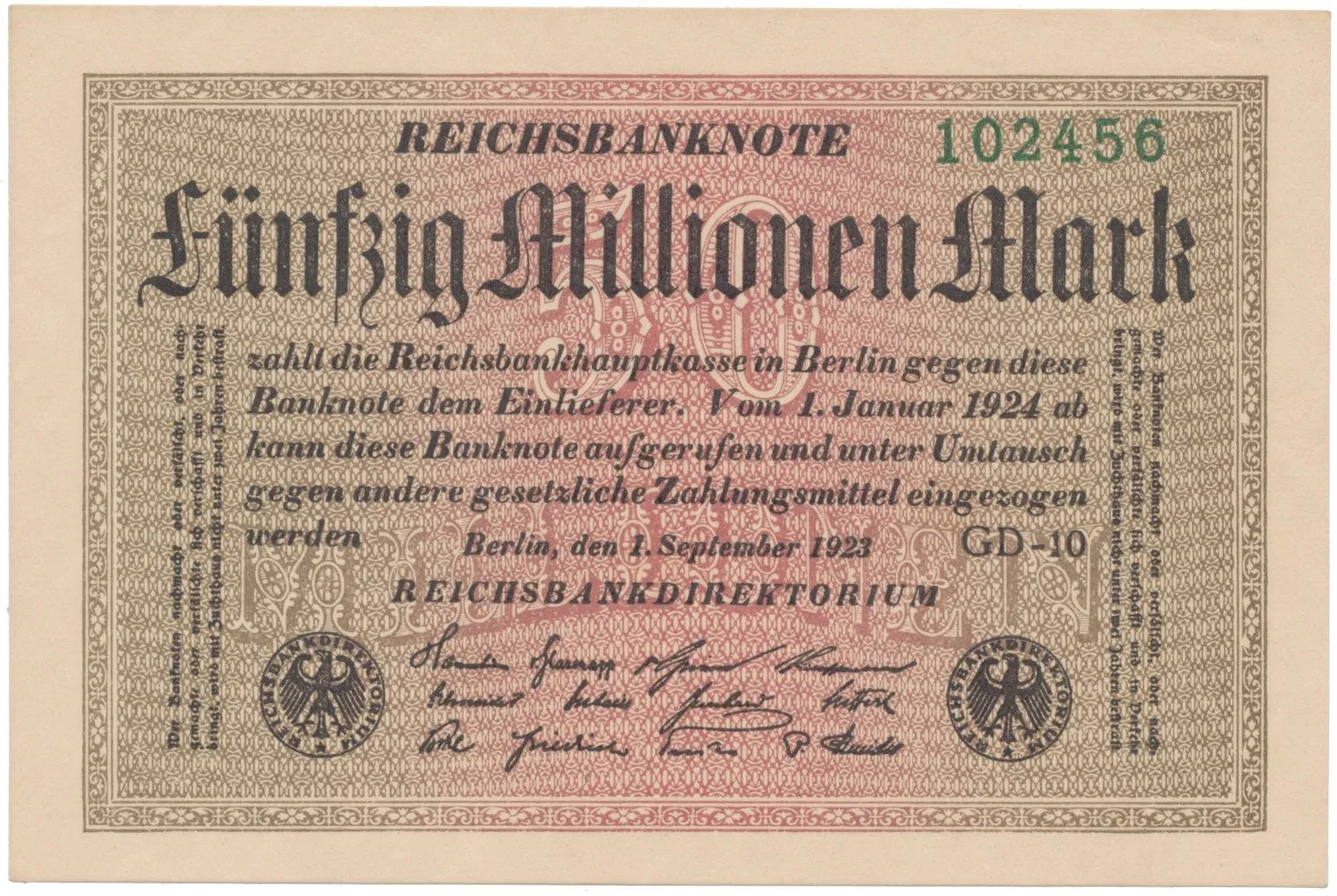 Německo, 50 Millionen Mark 1923, Ro.108l