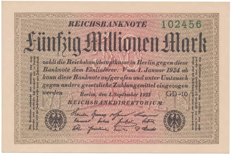 Německo, 50 Millionen Mark 1923, Ro.108l