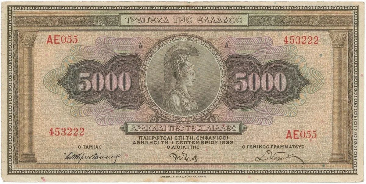 Řecko, 5000 Drachmai 1932, P.103