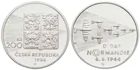 200 Kč 1994 - Vylodění v Normandii, etue, Britský certifikát, — 1