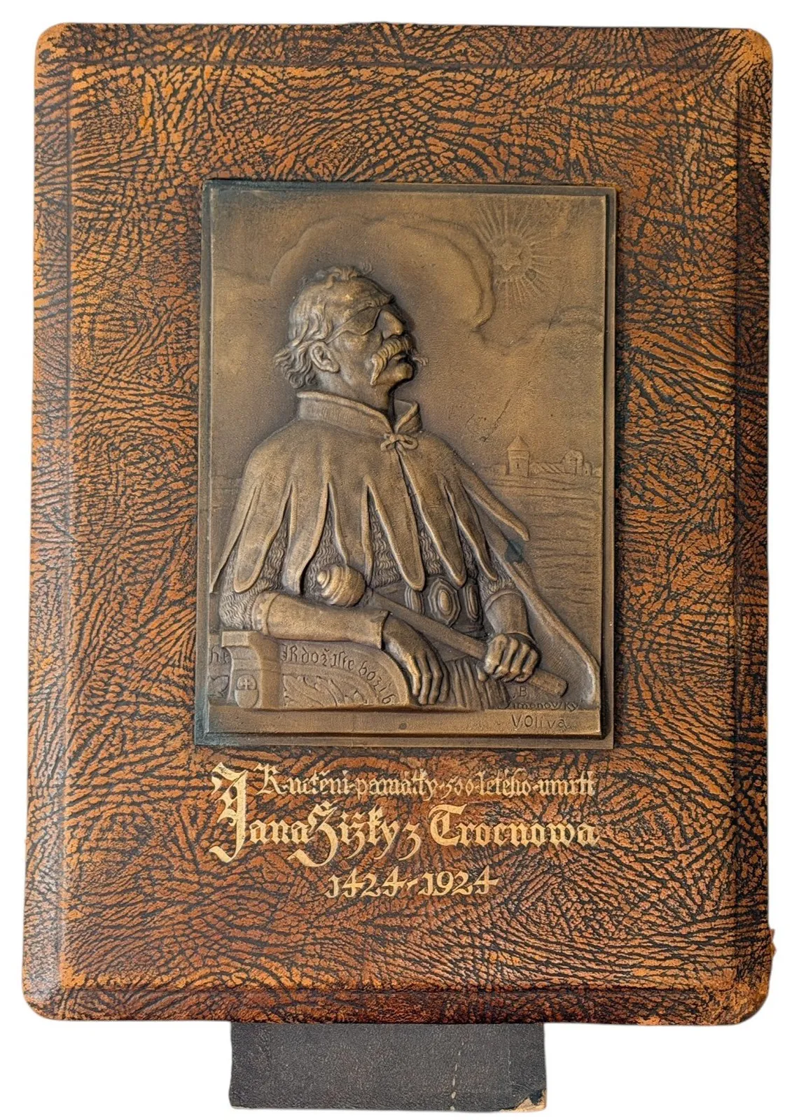 AE Plaketa 1924 (Oliva) - Jan Žižka z Trocnova. Litý bronz 151 x 111,5 mm, — 1