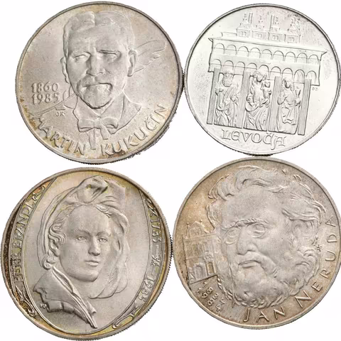 100 Kčs 1984 - Jan Neruda, Matej Bel, 1985 - Martin Kukučín,