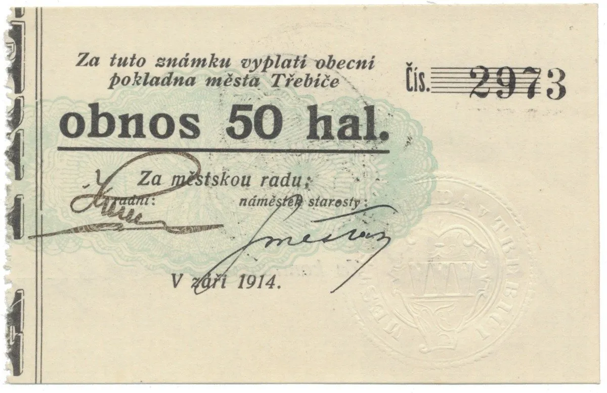 Třebíč - město, 50 hal září 1914, bez série, HH.223.5.8c