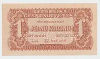 Československo, 1 Koruna 1944, perf. 1x SPECIMEN dole z rubu, Hej.56a1.S5