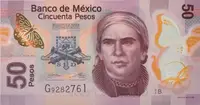 Mexiko, 50 Pesos 2012-2015, plastová, P.123Aa-As
