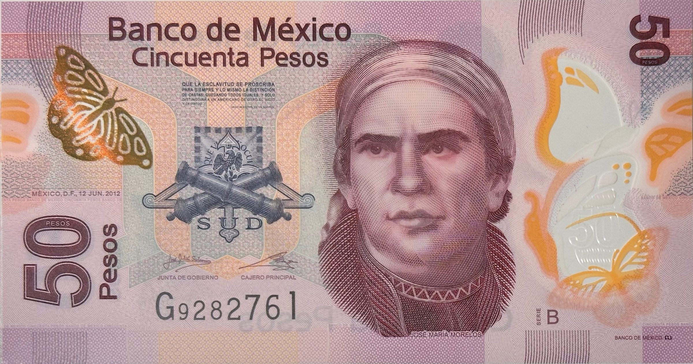Mexiko, 50 Pesos 2012-2015, plastová, P.123Aa-As