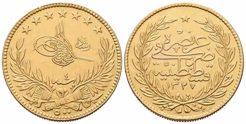 Turecko, 500 Kurush 1327, rok 4 (1912)