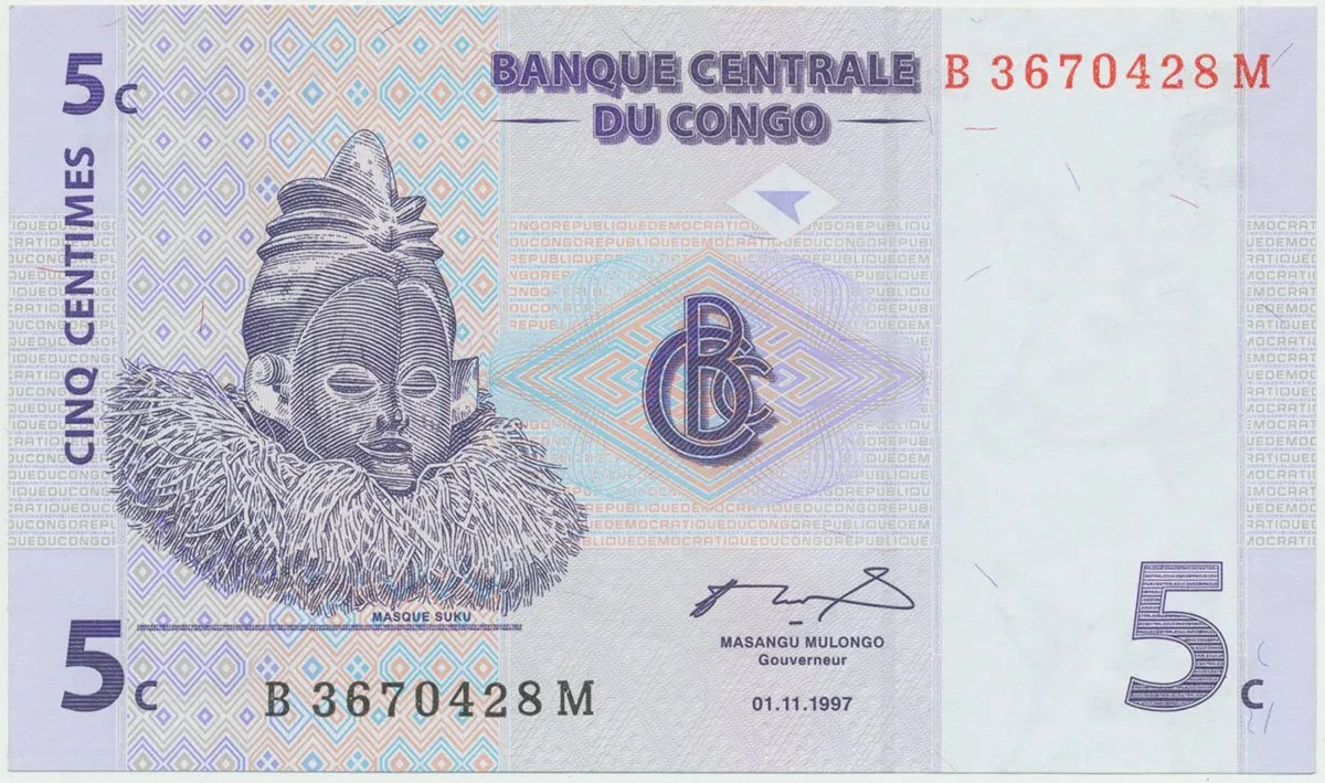 Kongo Dem. Republika, 5 Centimes 1997, P.81a