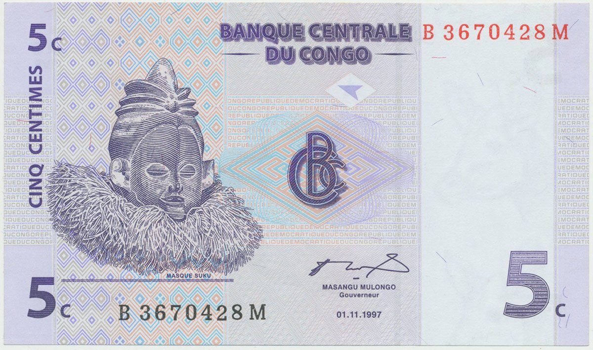 Kongo Dem. Republika, 5 Centimes 1997, P.81a