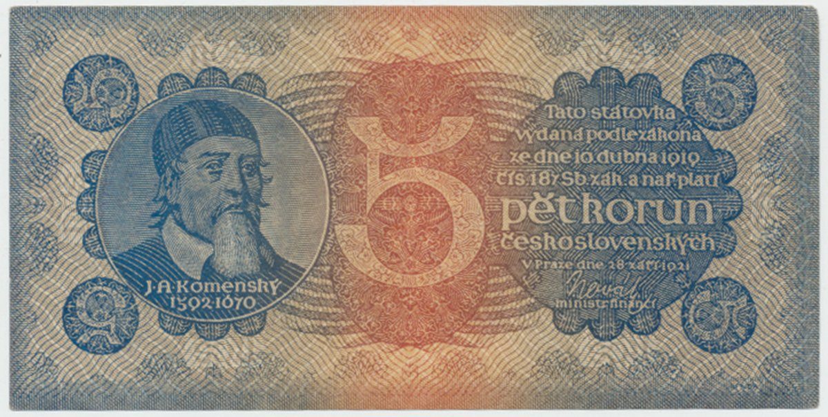 Československo, 5 Koruna 1921, série 8, Hej.18a