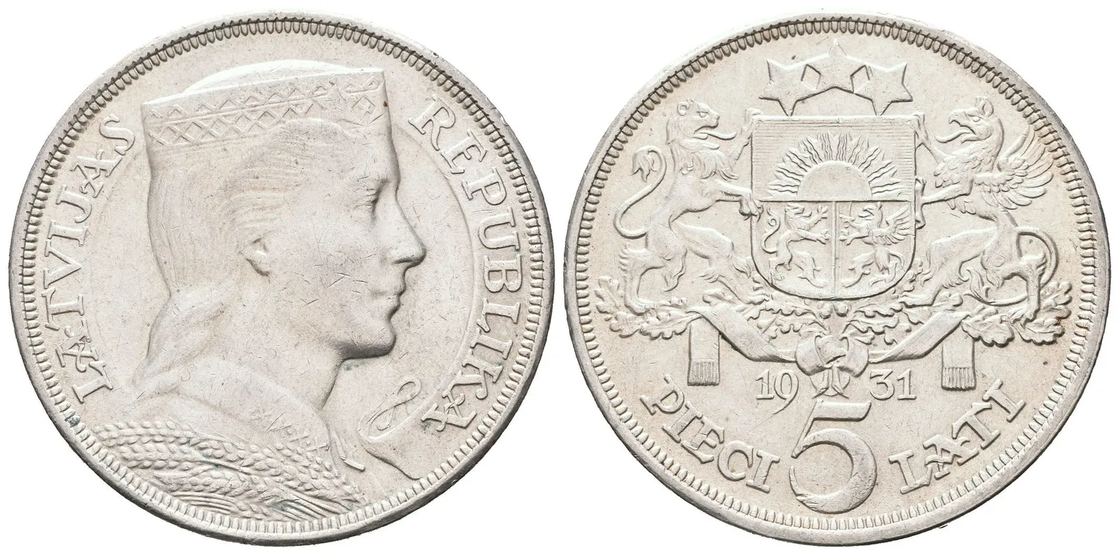 5 Lati 1931, KM.9, patina, rysky — 1