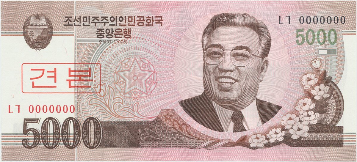 Severní Korea, 5000 Won 2008, anulát - specimen, P.66s