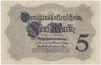 Německo, 5 Mark 1914, 7-místný číslovač, Ros.48b - fotografie 2
