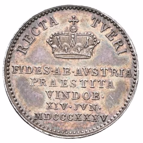 AR Malý žeton 1835 - K holdování ve Vídni 14. 6. 1835. Hlava zprava, opis /