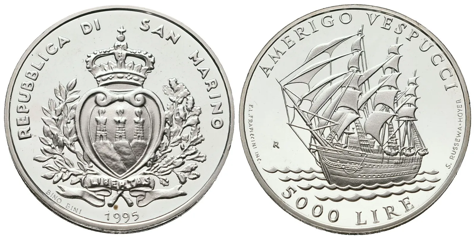 San Marino, 5000 Lir 1995 - Amerigo Vespucci