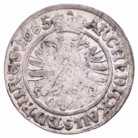 3 Krejcar 1665 SH, Vratislav-Hammerschmidt, Hal.1618, patina, zbytky lesku, vada střížku