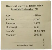 Replika - Historický tolar - František II. 1796 - fotografie 2