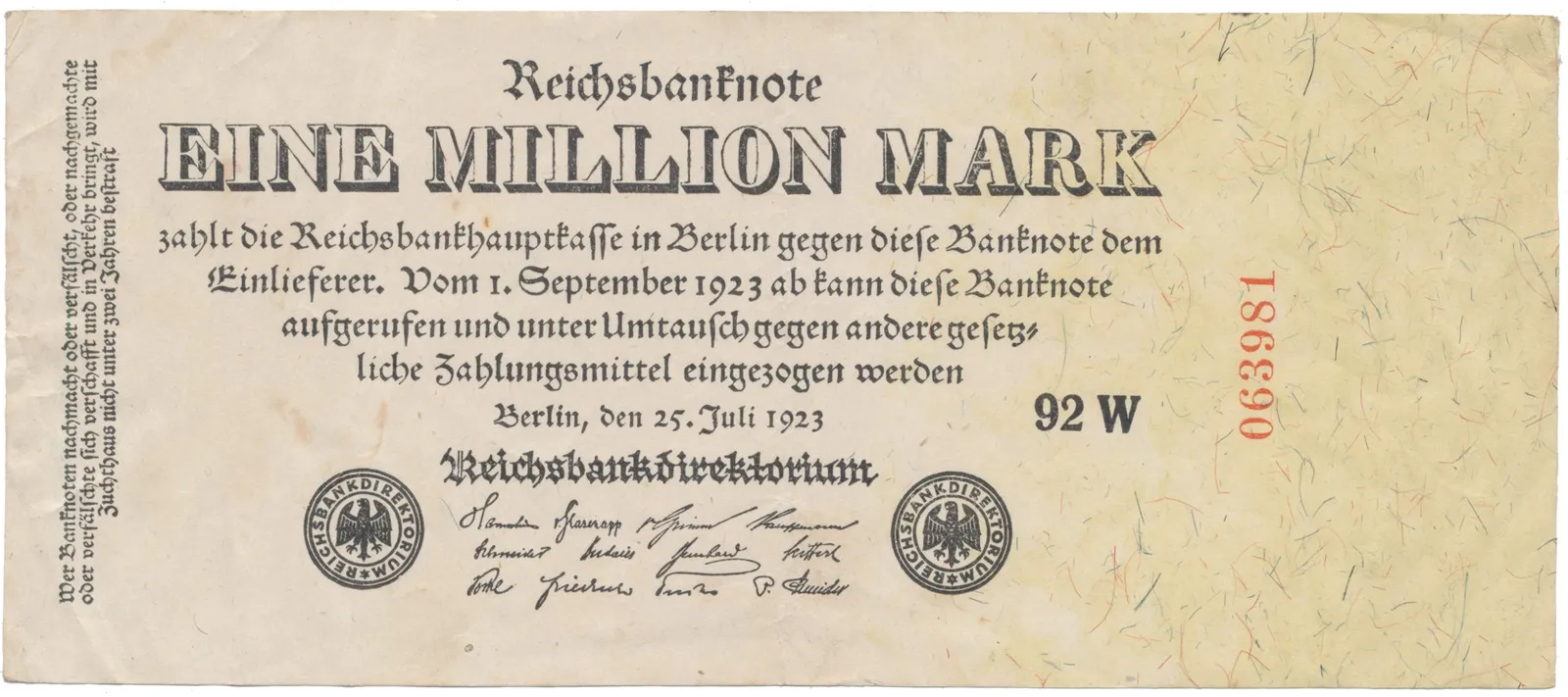 Německo, 1 Million Mark 1923, Ro.92c