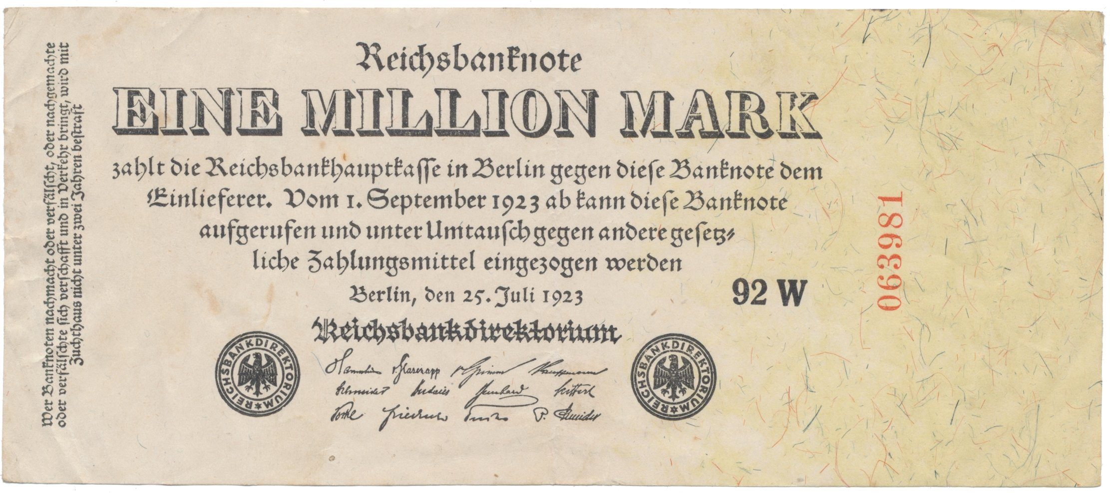 Německo, 1 Million Mark 1923, Ro.92c