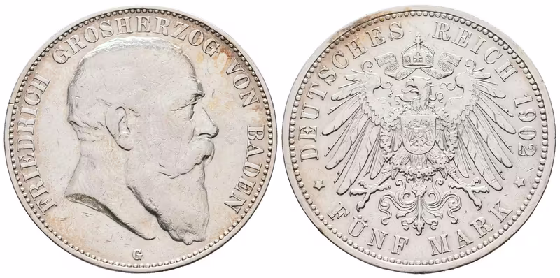 Baden, 5 Marka 1902 G