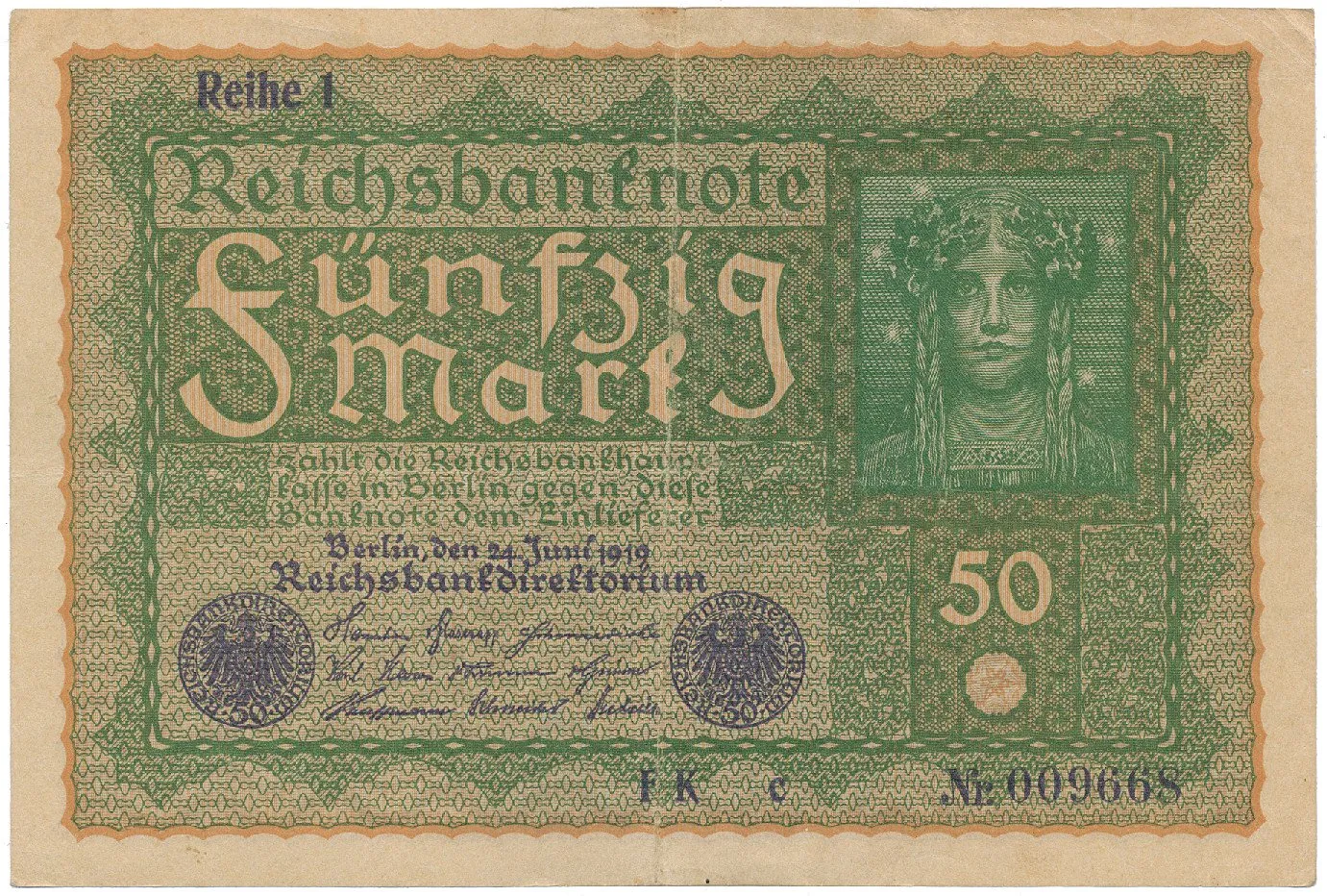 Německo, 50 Mark 1919, Reihe 1, Ro.62a