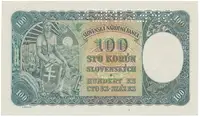 Československo, 100 Koruna 1940/1945, I. vydání + kolek, série se 2 čísly, perf. 1x SPECIMEN nahoře, Hej.62a2.S1 - fotografie 2