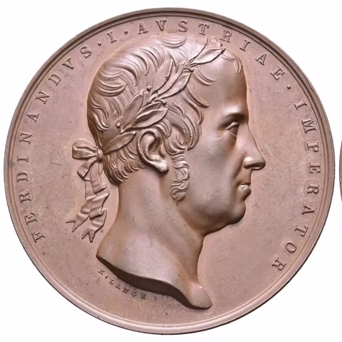 AE Medaile 1846 (K. Lange) - K odhalení pomníku Františka I. ve Vídni. Rv: Pomník,