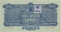 Československo, 1000 Koruna 1944/1945, kolkovaná, perf. 2x SPECIMEN dole, Hej.68a.S2