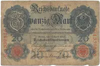 Německo, 20 Mark 1910, papír s vodoznakem, Ro.41