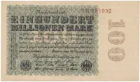 Německo, 100 Millionen Mark 1923, Kreuzblütten, Ro.106e