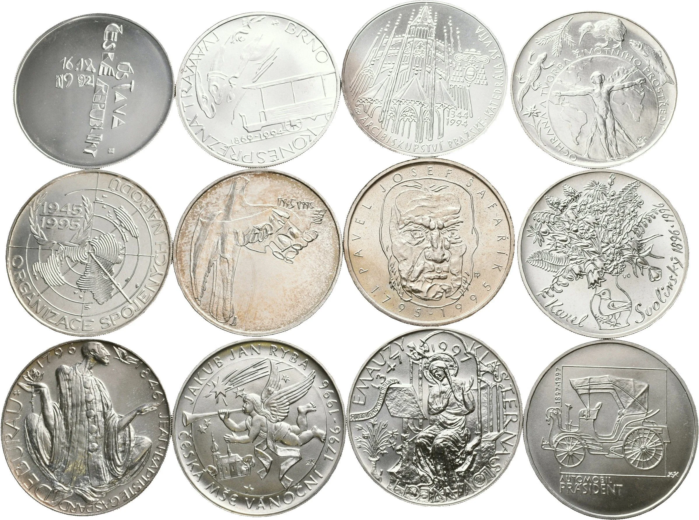 Soubor stříbrných mincí - 200 Kč 1993 - 1997 - Ústava až — 1