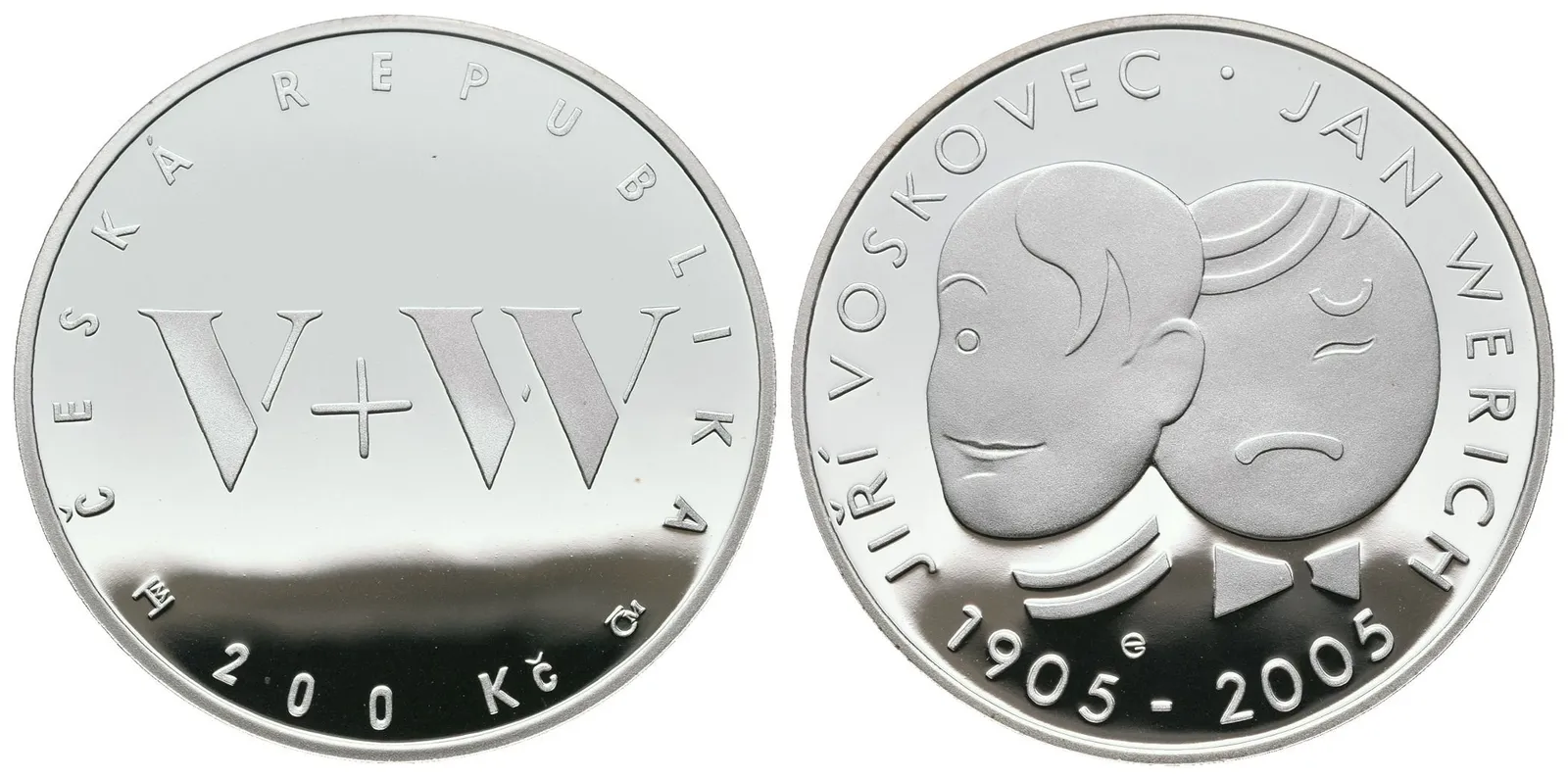 200 Kč 2005 - Jiří Voskovec a Jan Werich, PROOF