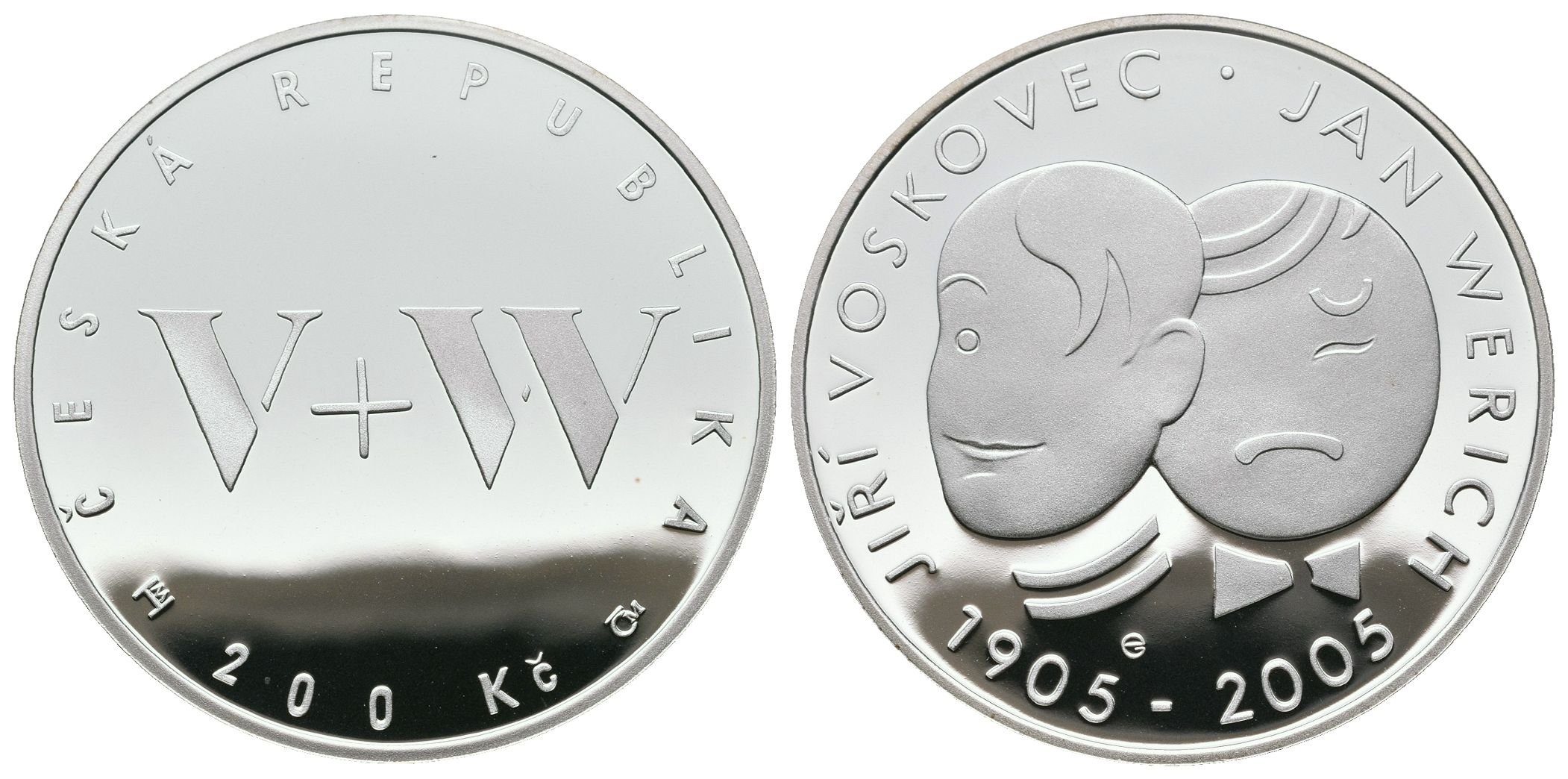 200 Kč 2005 - Jiří Voskovec a Jan Werich, PROOF