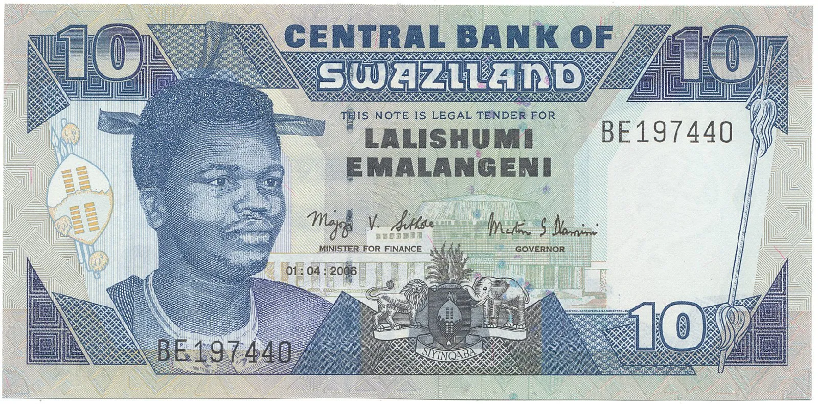 Svazijsko, 10 Emalangeni 2008, P.29c