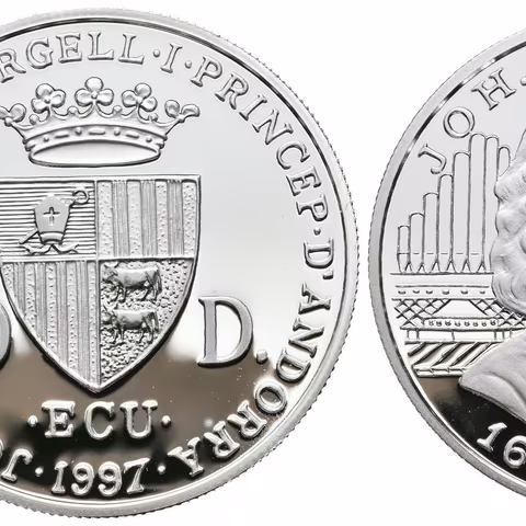 10 Diners 1997 - Johann Sebastian Bach, Ag 0,925 (31,47 g), PROOF, KM.132