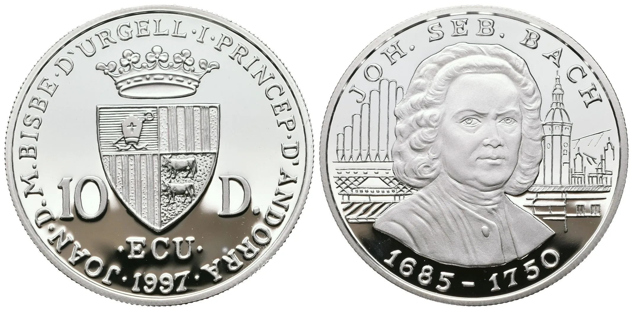 10 Diners 1997 - Johann Sebastian Bach, Ag 0,925 (31,47 g), PROOF, KM.132 — 1