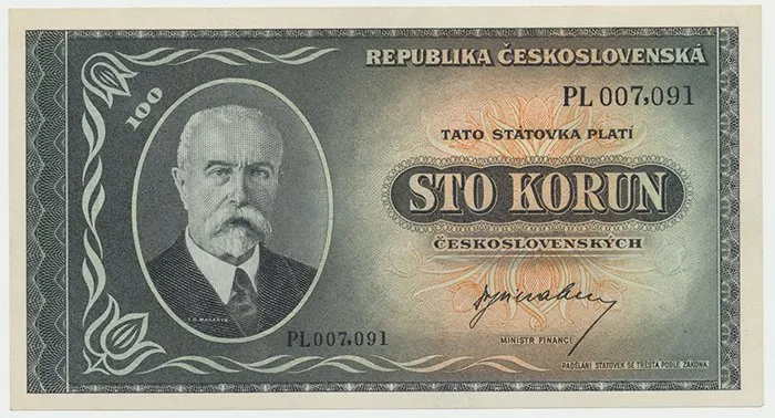 Československo, 100 Koruna b.d. (1945), neperforovaná, Hej.74